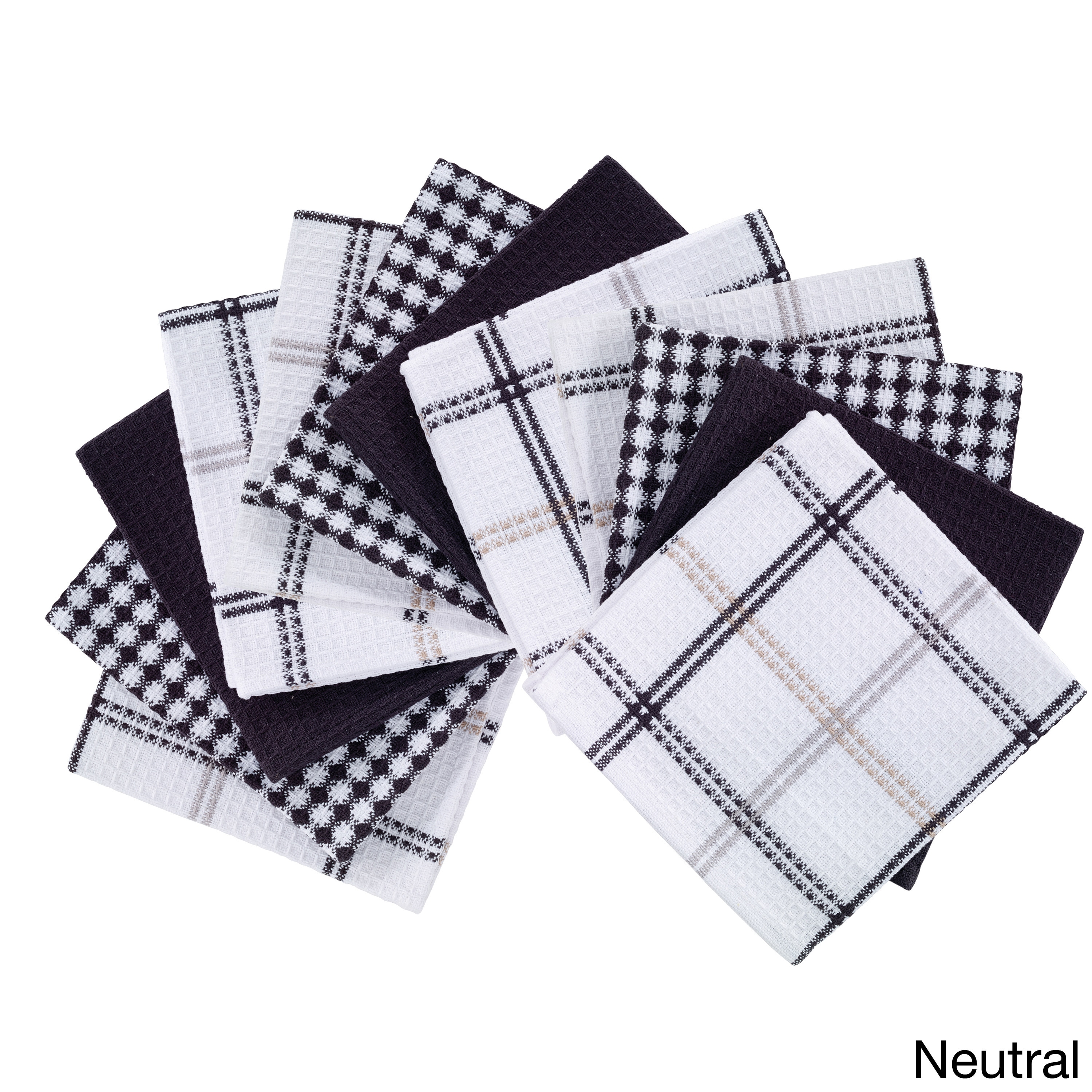 Coordinating Flat Waffle Weave Dish Cloth, Twelve Pack, Neutral
