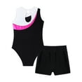 thumbnail image 4 of MSemis Kids Girls Ballet Dance Sets Sports Gymnastics Leotards Outfits with Shorts Black&White 12, 4 of 5