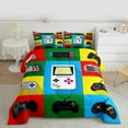 thumbnail image 2 of Manfei Kids Gamepad Controller Queen Comforter Set,Console Video Game Bedding Sets,Rainbow Patchwork Plaid Bedding Comforter Set For Boys,Luxury Bedroom Decor Reversible,3pcs, 2 of 8