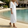 thumbnail image 6 of YuXingFu Dresses for Women Wedding Guest Maxi V-Neck Plus Size Womens Dress Short Sleeve for 2026 Long Casual Summer White S, 6 of 8