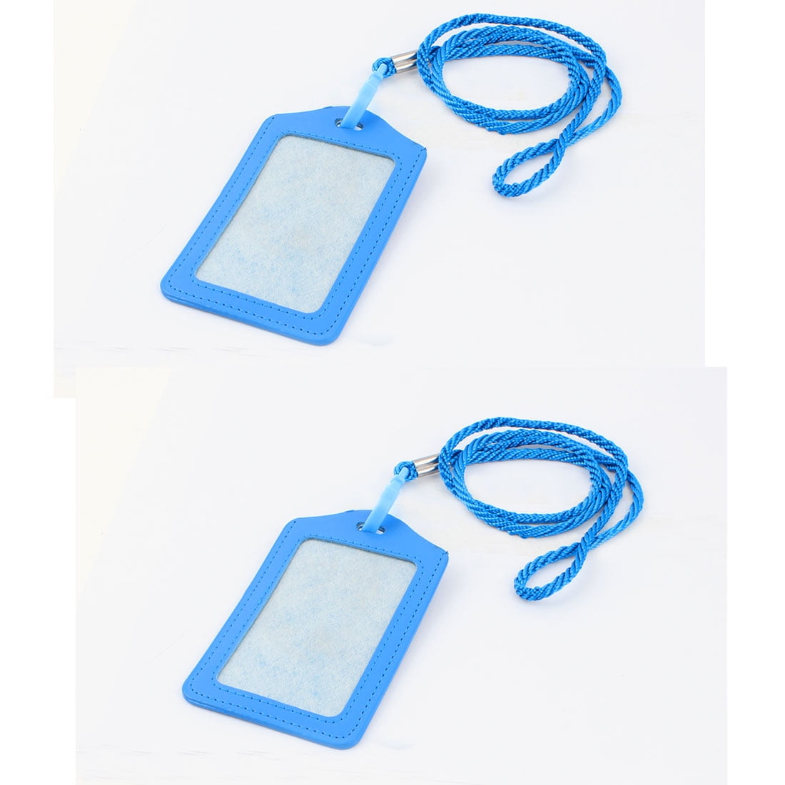 Unique Bargains Plastic ID Card Holder Lanyard Name School Office Bank Students Stationery Blue W Neck Strap