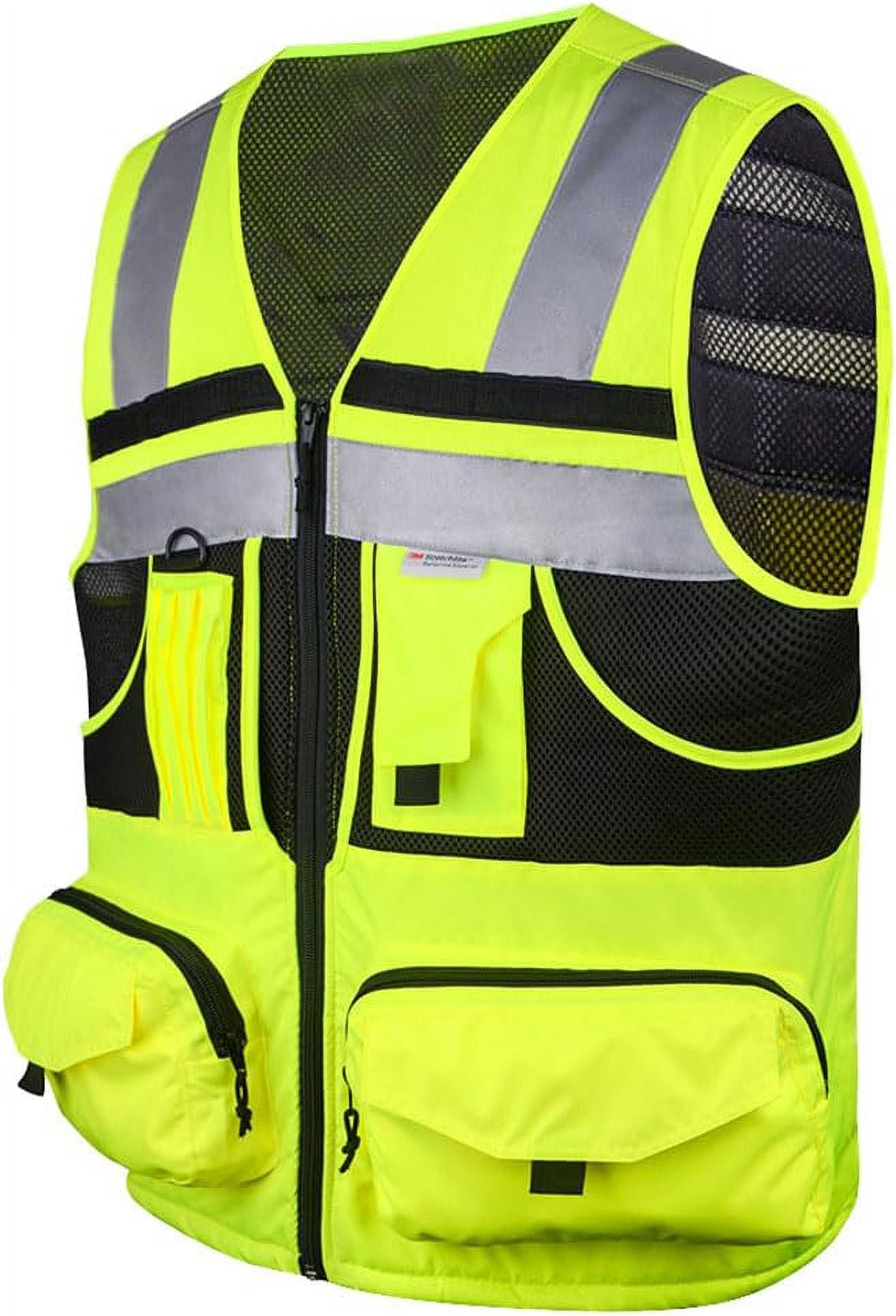 Kasa Style High-Visibility Reflective Safety Vest with 3M, Multi-Pocket, Unisex Design - Durable Workwear for Men and Women, Ideal for Construction Workers & Outdoor Safety (Yellow, 2X-Large)