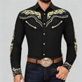 thumbnail image 4 of BUWTTED Western Shirts for Men Embroidered Long Sleeve Button Down Regular Work Dress Spring Fall Cowboy Black3 Shirts S-XXXL, 4 of 6