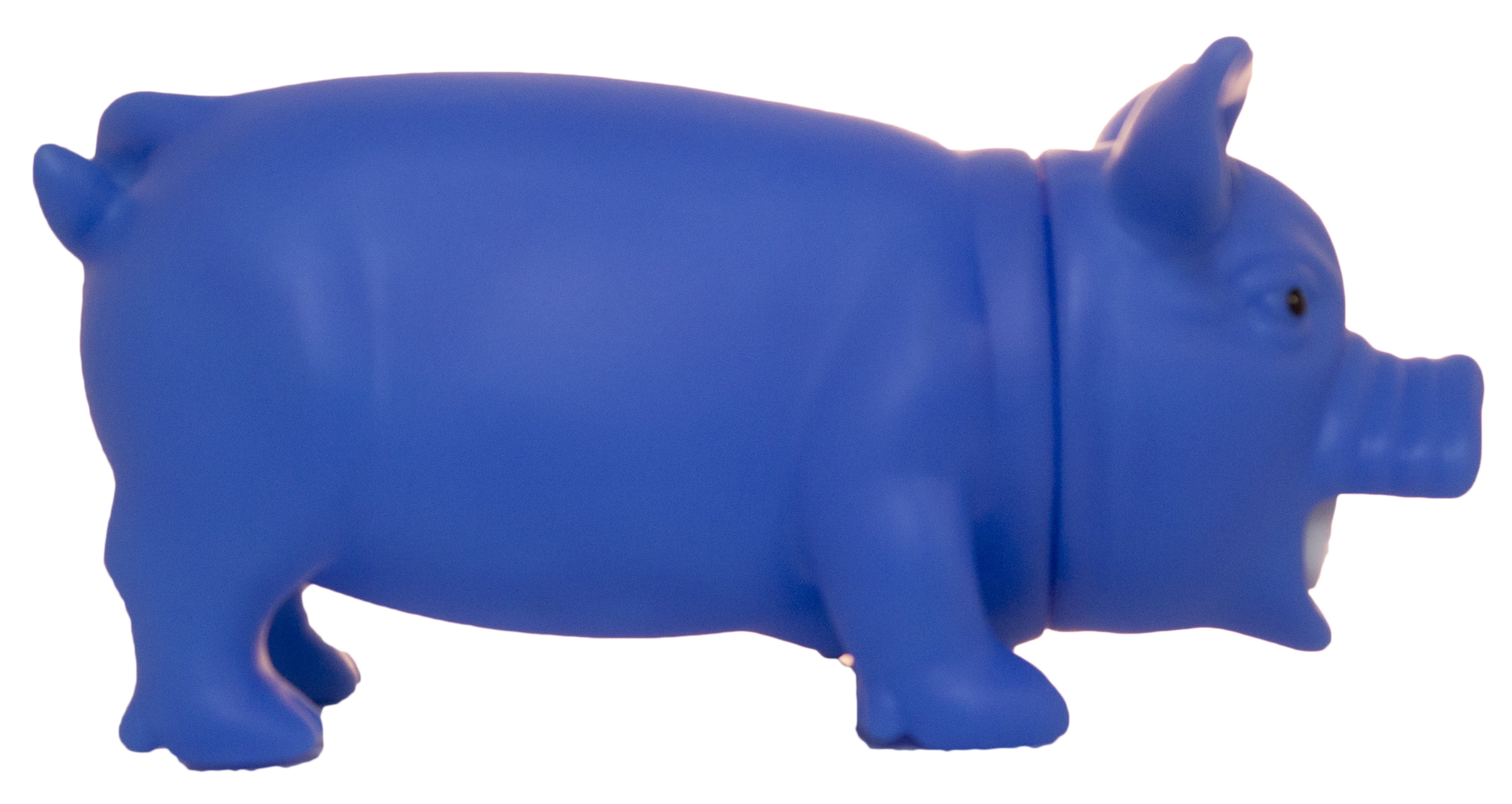 8 Inch Squeezable Rubber Squealing Pig Figurine (Blue)
