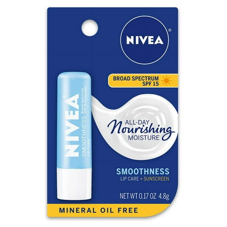 Nivea Smoothness Lip Care - Broad Spectrum Spf 15 For Chapped Lips - .17 Oz. Stick Packaging May Vary