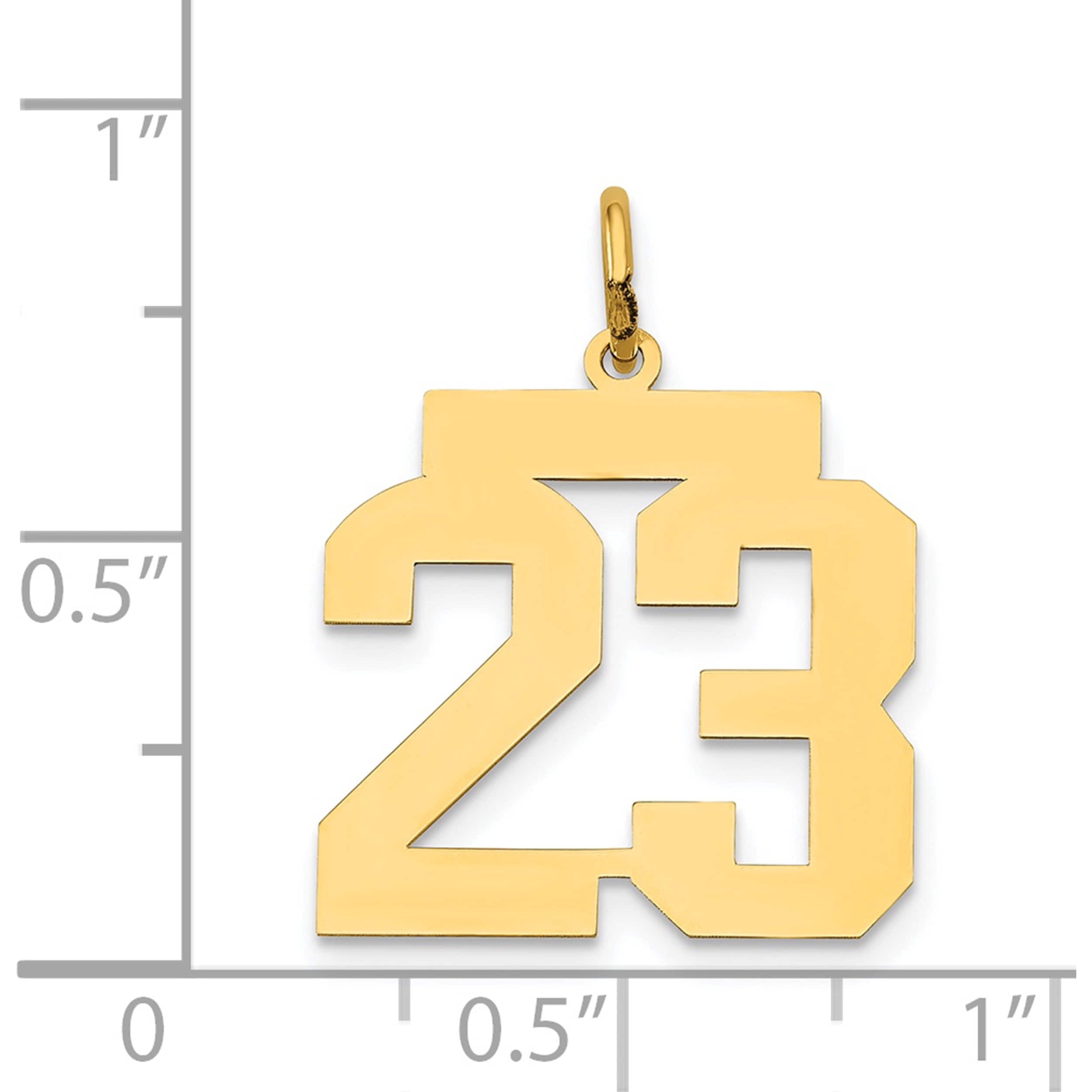 14K Yellow Gold Medium Polished Number 23 Charm Made In United States lm23