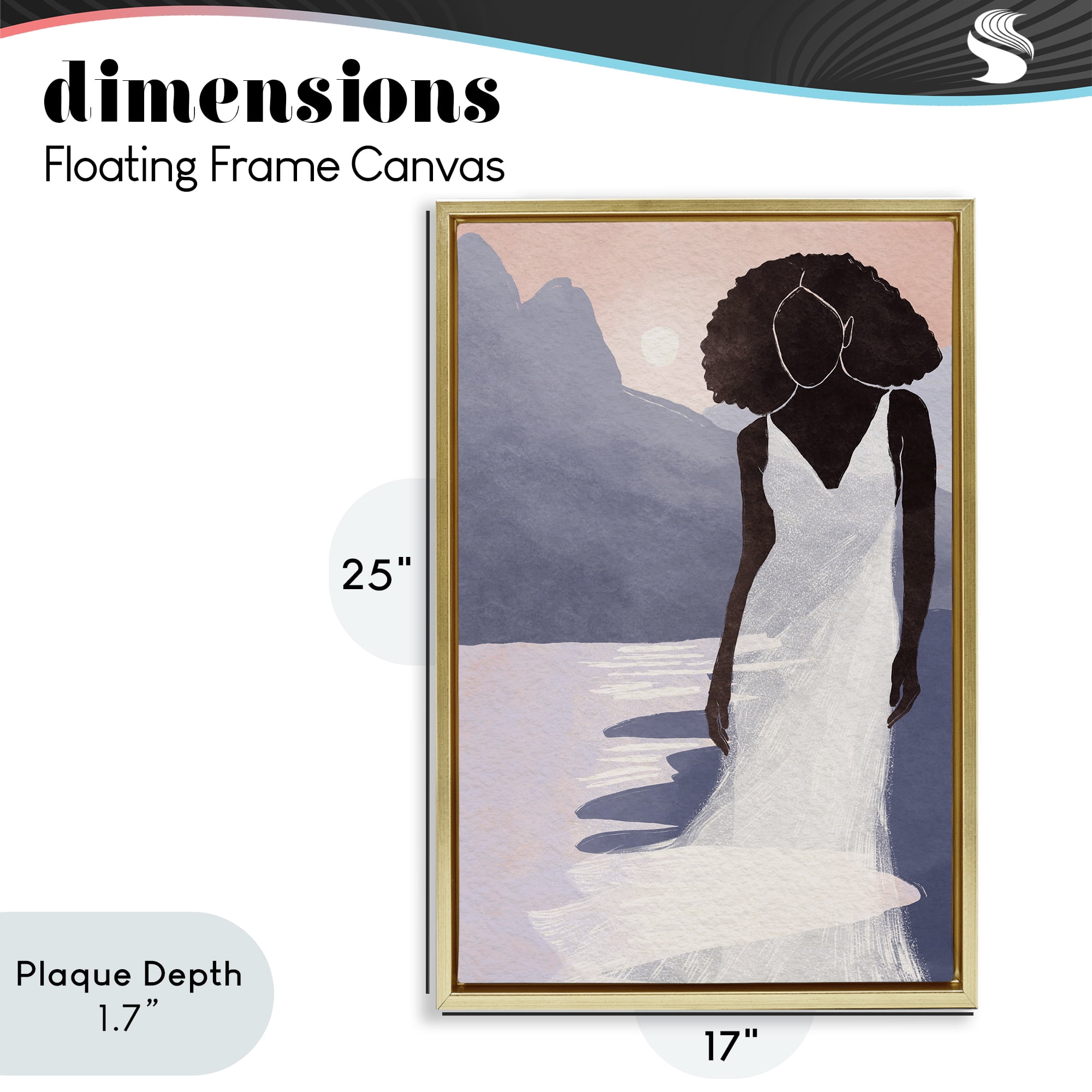 Stupell Industries White Gown Silhouette at Sunset Gold Framed Floater Canvas Wall Art, design by Yuyu Pont