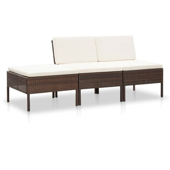 vidaXL Patio Furniture Set 3 Piece Sectional Sofa with Coffee Table Rattan