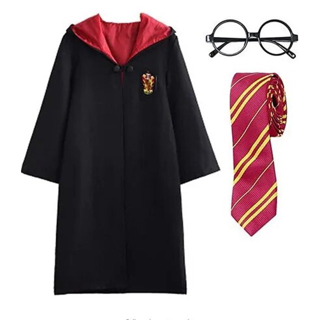 Ropa de fiesta de Harry Potter, bata mágica, traje, corbata, bufanda, varita, gafas, Godric, Cosplay, Halloween