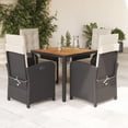 thumbnail image 1 of vidaXL 5 Piece Garden Dining Set with Cushions Black Poly Rattan, 1 of 5