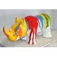 thumbnail image 6 of Nifao Fiberglass Rhino Statue Dynamic Presence with Paint Droplets – Home Decor Sculpture, 30"L x 12"W x 12"H, 6 of 12