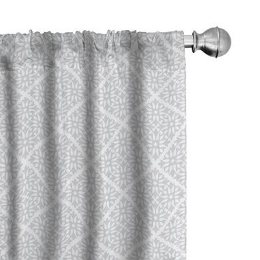 Ambesonne Abstract 4-Panel Curtains, Simplistic Motifs Graphic, 56"x63", White Pale Grey
