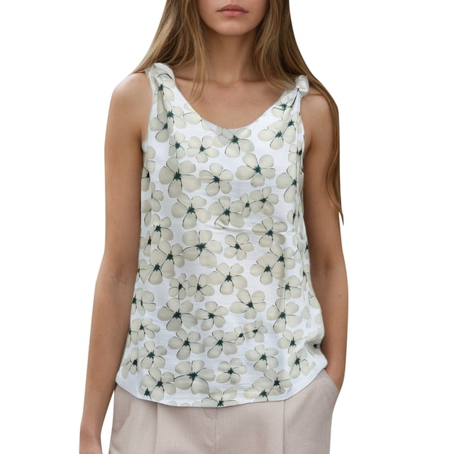 Camiseta sin mangas informal con lazo para mujer, elegante, moderna y transpirable.