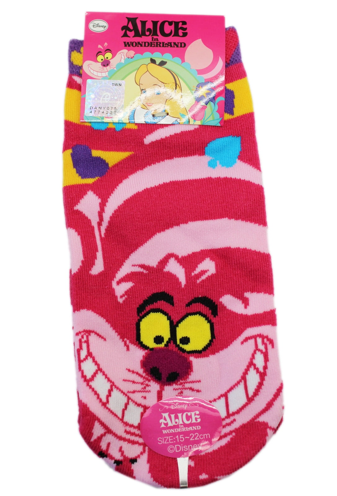 Disney s Alice in Wonderland Cheshire Cat Pink Striped Socks 1
