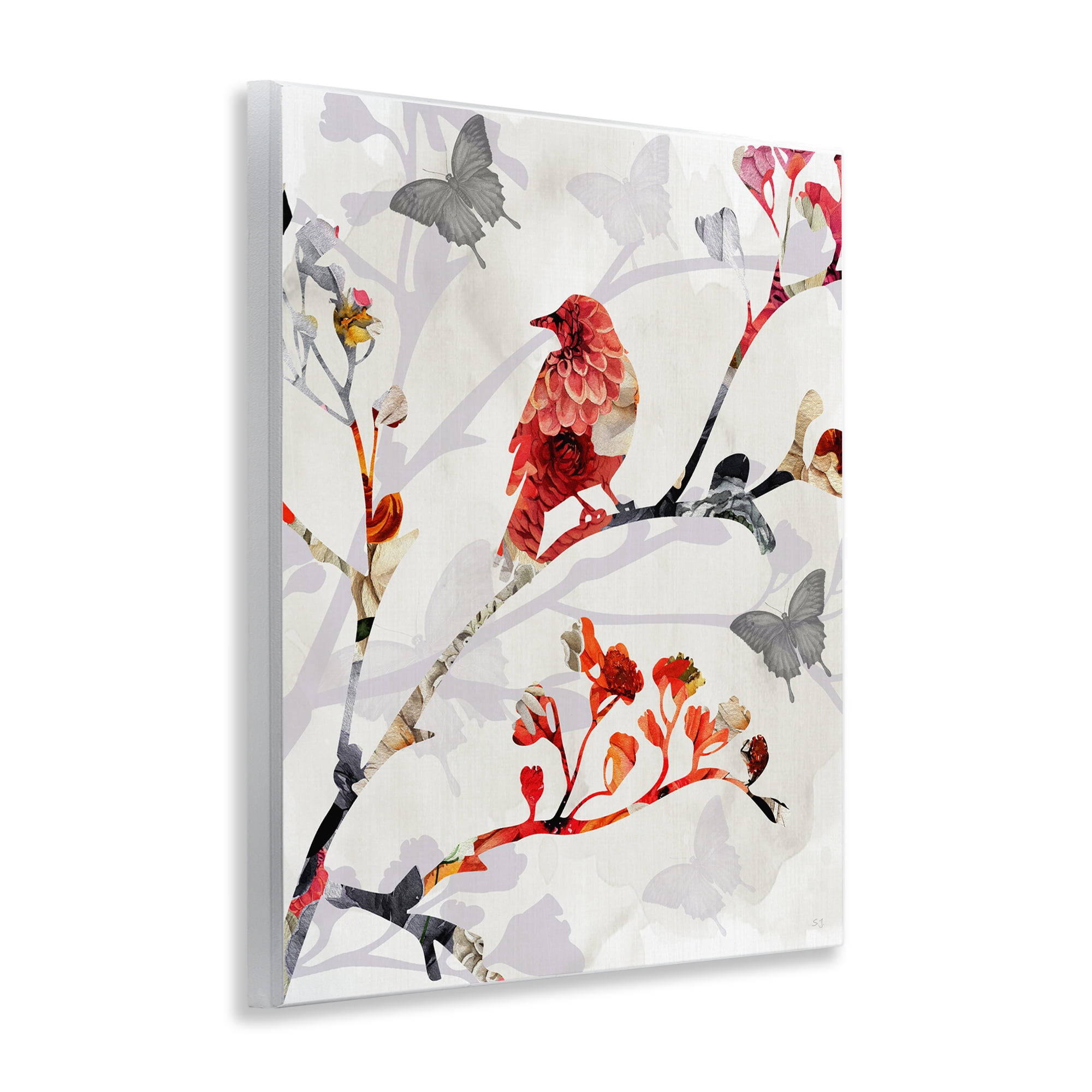 Stupell Industries Patterned Birds on Branches Landscape & Nature Painting Unframed Art Print Wall Art, 11 x 14