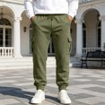 thumbnail image 5 of GEWSEY Mens Fleece Cargo Sweatpants Heavyweight Elastic Waist Pants with Pockets Baggy Drawstring Jogger Pants (Army Green, 3XL), 5 of 7