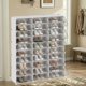 thumbnail image 1 of SONGMICS Mueble Zapatero Plástico, 12 Compartimentos, Zapatero Modular, Estantería Modular de Plástico, 32 x 124,4 x 124,6 cm Cada Cubo, con Puerta, Marco Acero, Panele Plástico, Blanco, 1 of 9