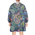 thumbnail image 2 of Wearable Oversized Blanket,Blue Pioneer Flower and Paisley Pattern Wearable Blanket Hoodie for Adults,Cozy Hooded Blankets with Super Pockets,Super Warm Fuzzy Pullover for Women & Men, 2 of 6
