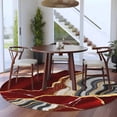 thumbnail image 4 of Red Marble Large Area Rugs for Bedroom Living Room, Soft Non Slip Carpet Bedside Rug, Grey Gold Texture Vintage Farmhouse Art Round Floor Cover Kitchen Accent Rug 8' for Dining Room/Office, 4 of 9