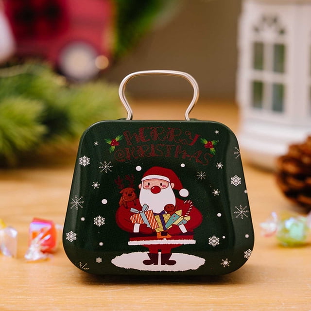 Xihbxyly Caja de Hojalata Navideña con Diseño Festivo de Papá Noel y Reno, de Hierro Resistente, Multiusos para Dulces, Galletas y Pequeños Regalos, Decoración Navideña, Ideal para Regalar, Tamaño 6