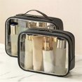 thumbnail image 2 of Clear Toiletry Bag,Water-Repellent Pvc Makeup Bag with Zippers,Clear Toiletry Bag for Women Transparent & Black, 2 of 5