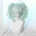 thumbnail image 2 of Unique Bargains Human Hair Wigs for Women 14" Curly Wig with Wig Cap Shoulder Length Blue Gradient Green, 2 of 6