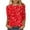 Red, variant on Lolmot Women's 3/4 Sleeves Tops Blouse Fashion Printed Loose Holiday T-shirt Round Neck Casual Comfy Mid-length Tops Shirts