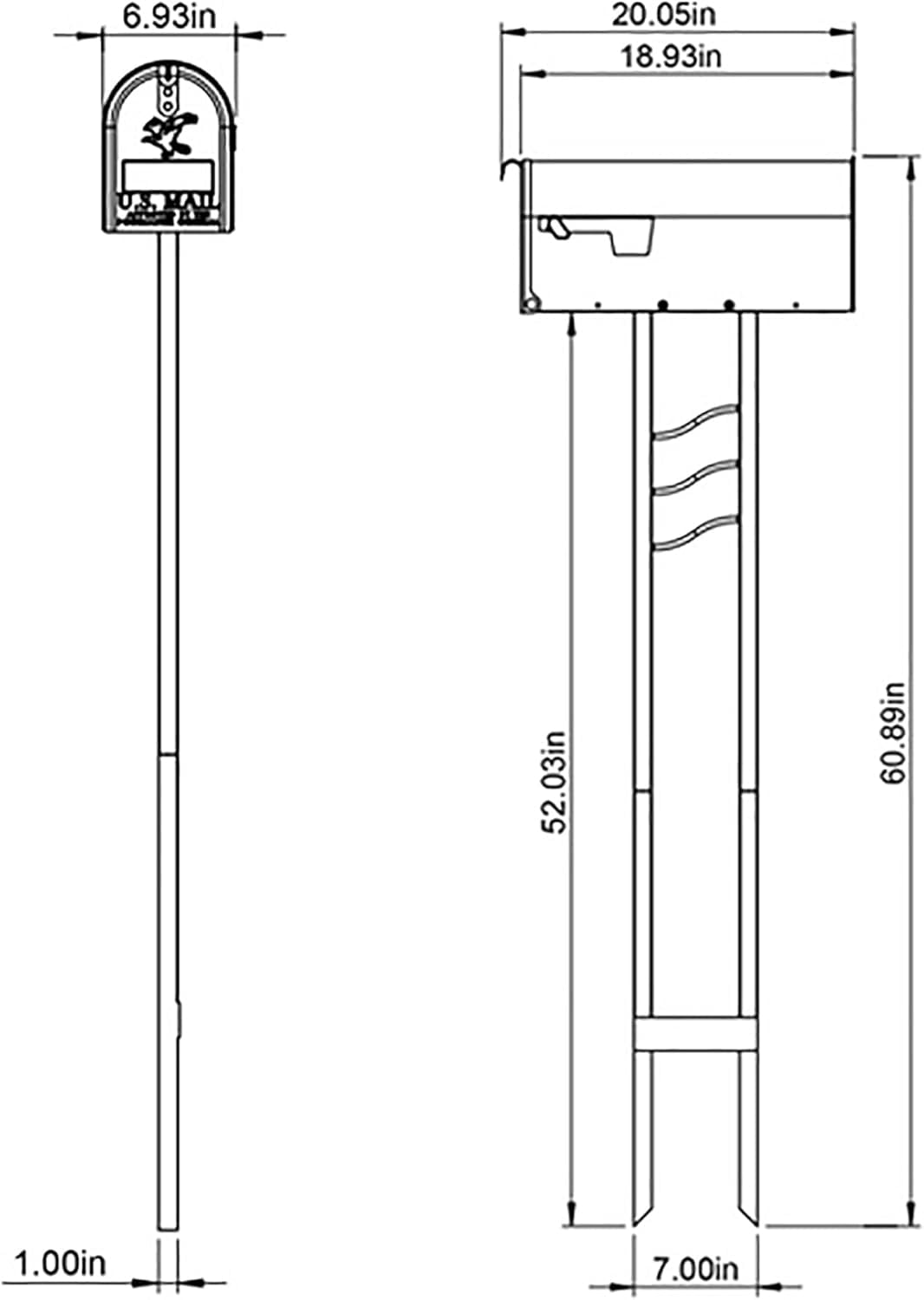 Mailbox To Go Galvanized Steel Mailbox and Post Kit, Black, Medium Capacity