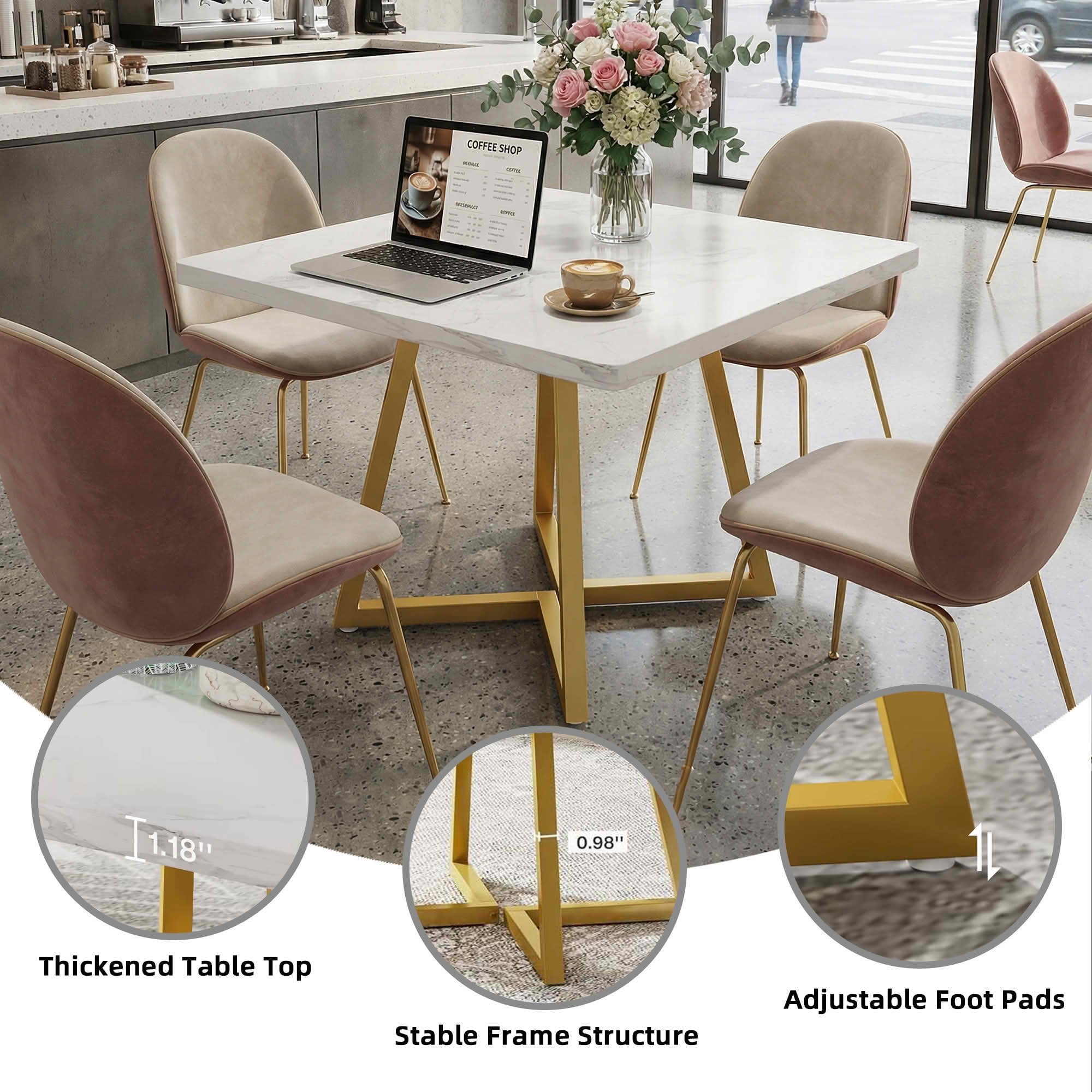 MAYEERTY 31.5" Square Industrial Dining Table, Vintage Brown Wood & Black Metal Frame, 2-Person Multiuse Kitchen & Office Table