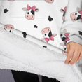 thumbnail image 3 of Oversized Wearable Blanket Hoodie,White Cow Black Spot Bow Pattern Sherpa Blanket Hoodie with Super Pockets,Super Warm Fuzzy Pullover for Women & Men, 3 of 6