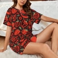 thumbnail image 4 of Fotbe Tomatoes And Chili Print Pajama Set for Women 2 Piece Loungewear Short Sleeve Tops and Shorts Set Soft Sleepwear-Small, 4 of 7