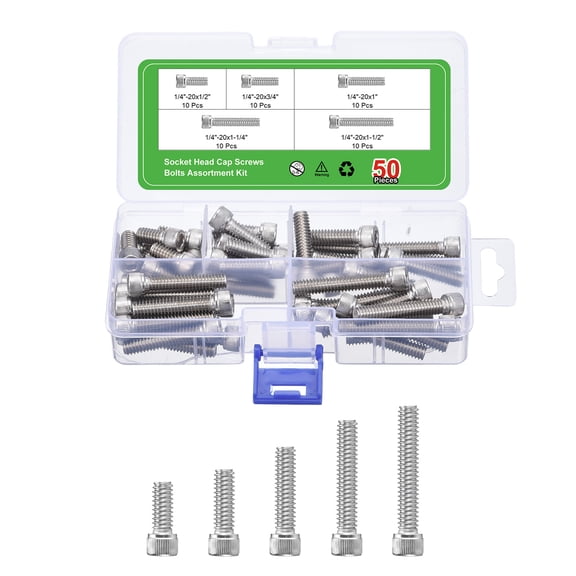 1/4"-20" Hex Socket Head Cap Screws - 50Pack - 304 Stainless Steel