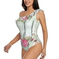 thumbnail image 2 of Gaeub Vintage Wood with Floral Women's One Shoulder Ruffle Tummy Control Swimwear for Swimming Surfing Beach Party - XX-Large, 2 of 8