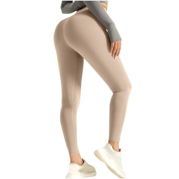 YUGYXL Tummy Control Yoga Pants for Women Casual High Waist Slim Comfy Leggings Outdoor Stretchy Gym Legging Khaki XXL