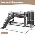 thumbnail image 2 of CZBZ Twin XL Size Metal Loft Bed with Slide & Basketball Hoop, Twin XL Loft Bed with Climbing Wall, Pull-up Rings & Bookshelves, No Box Spring Needed, Noise Free, Easy Assembly, 350LBS Capacity, 2 of 11