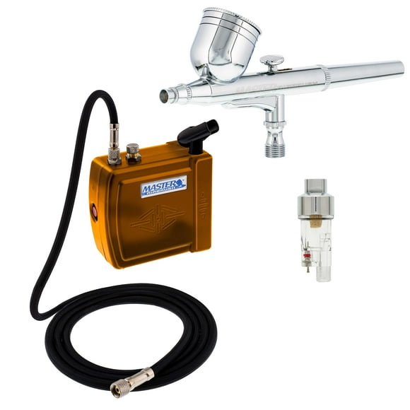 Master Airbrush Multi-Purpose Gold Airbrushing System Kit with Portable Mini Air