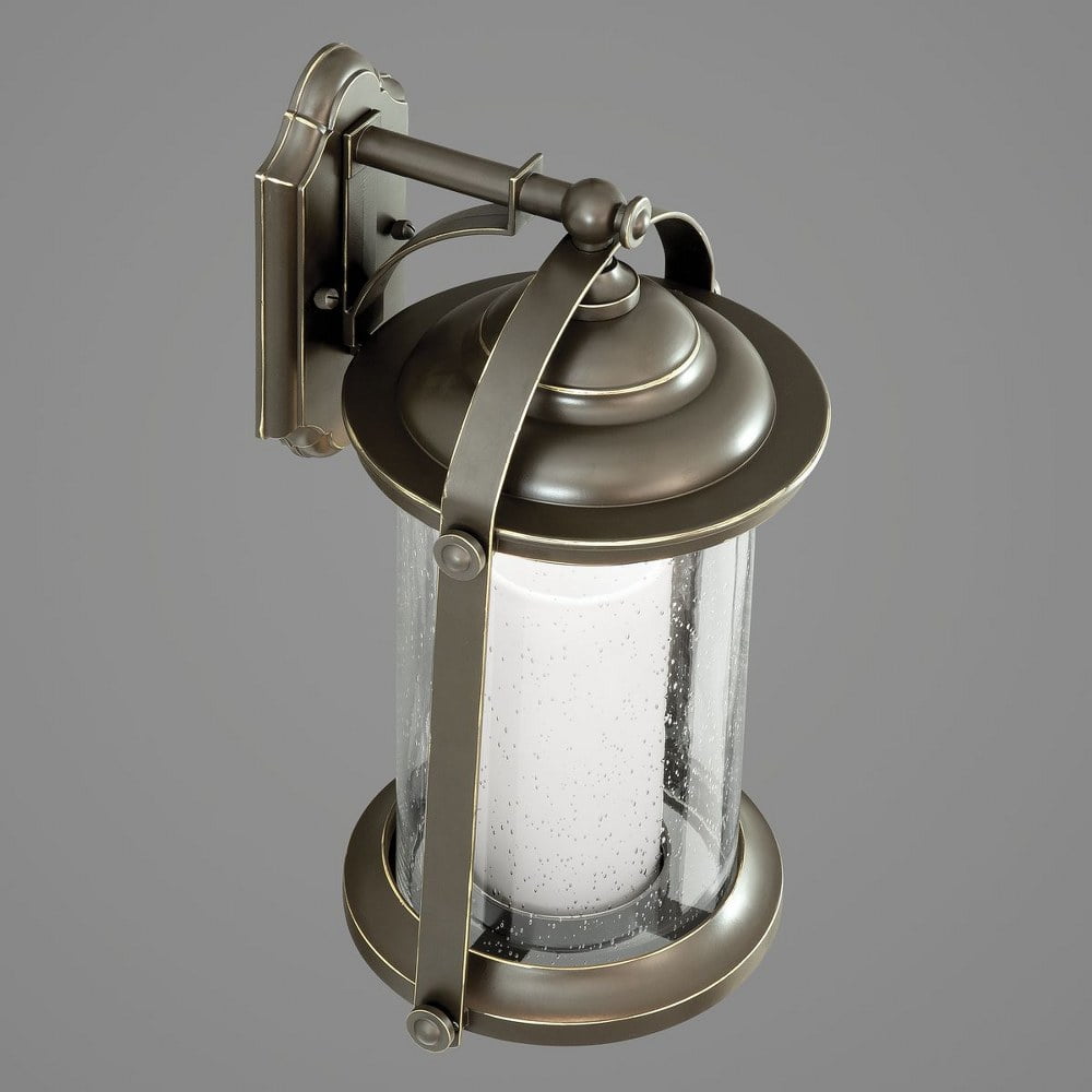 Progress Lighting Whitacre 1-Light Outdoor Wall Lantern in Antique Bronze with Seeded and Etched Opal Glass Shade