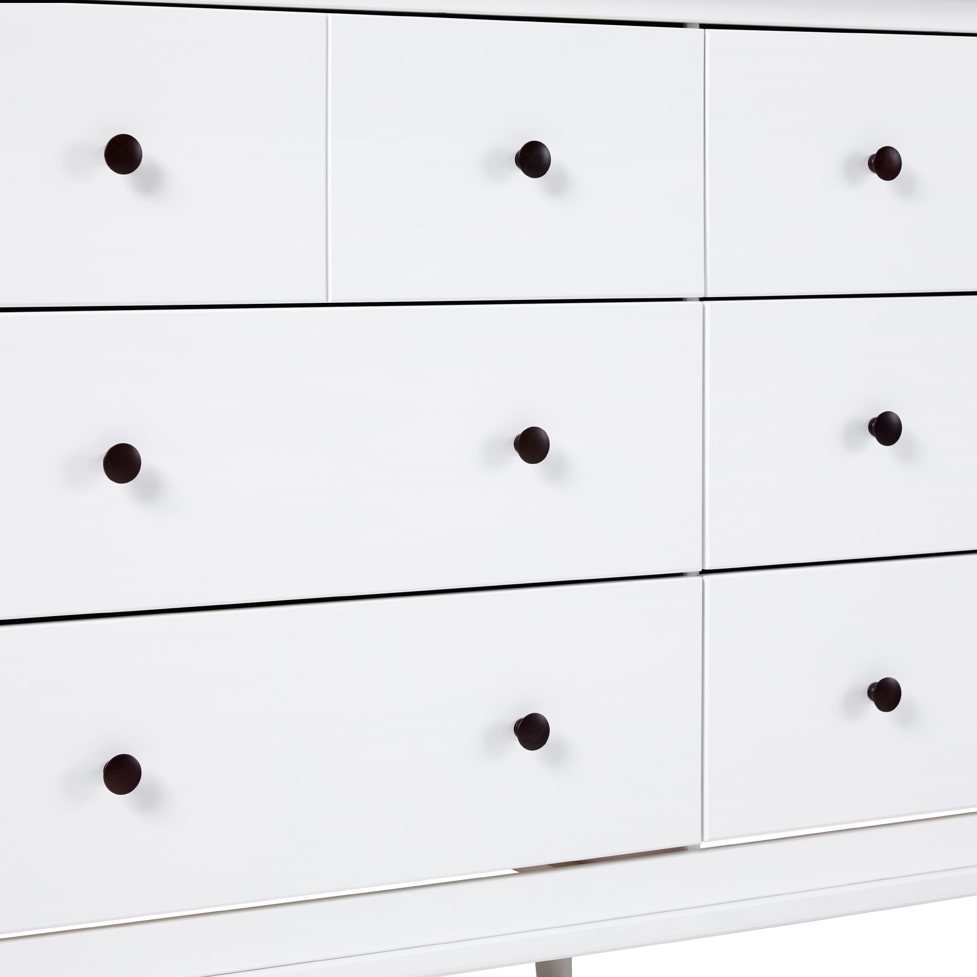 Walker Edison Mid-Century Modern 6-Drawer Solid Wood Dresser, White
