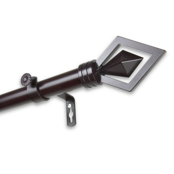 InStyleDesign Crystal Adjustable Curtain Rod Mahogany 66 to 120 inch Brown Finish, Mahogany Finish