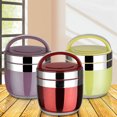 thumbnail image 2 of 2 Layer Portable Stainless Steel Insulated Bento Food Thermal Container Lunch Box Red 1.2L, 2 of 8