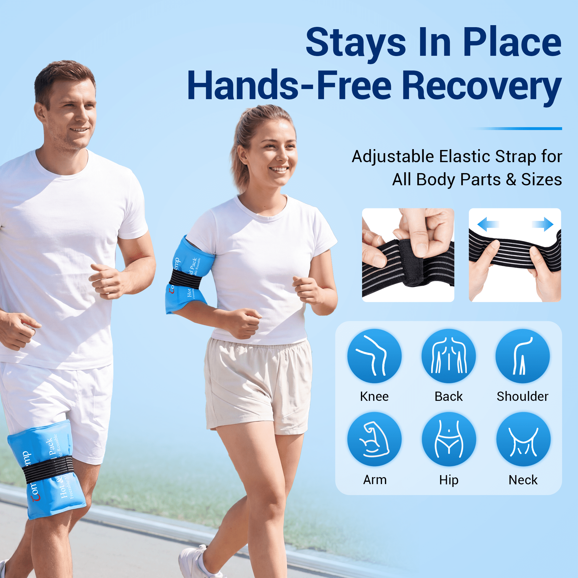 2Pack Large Ice Packs for Injuries, Reusable Freezer Cold Pack for Back, Shoulder, Hip, Leg, Ankle & Foot,10.5"x14.5"