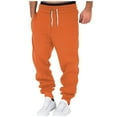 thumbnail image 2 of YDKZYMD Black Sweatpants Men Cargo Fleece Drawstring with Pocket Athletic Cinch Bottom Joggers Pants Heavyweight Workout Sweatpants Winter Warm Hiking Baggy Pants Orange 3XL, 2 of 6