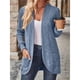 thumbnail image 4 of Cárdigan para Mujer, Suéter de Larga con Abertura Frontal y Bolsillos para Otoño e Invierno. Azul M, 4 of 8