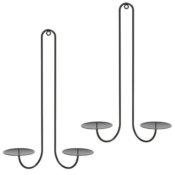2 pc Wall Mounted Hanging Candle Holder Candlestick Sconces Black Wall Decor