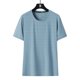 thumbnail image 3 of Camiseta de seda de hielo con texto y logotipo personalizado para hombre y mujer, camisa de cuello redondo de talla grande para parejas, verano gordo 8XL, 2023, 3 of 5