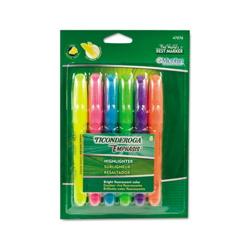 Emphasis Desk Style Highlighters Chisel Tip, Assorted Colors, 6/Set