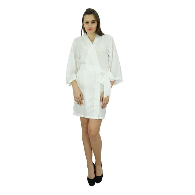 Bimba Women Short Solid Belt Robe Soft Modal Cotton Wrap Round Plain Bath Robe
