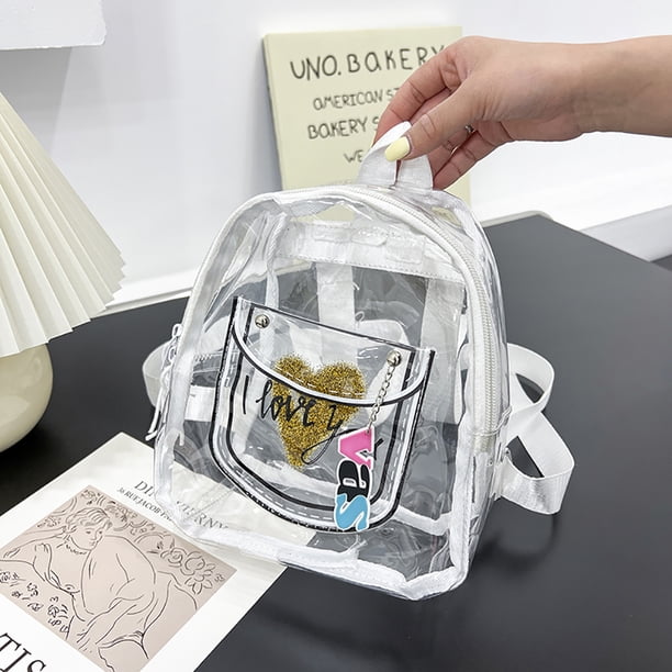 Mochilas para Mujer transparente Carta Amor PVC Moda Hombro (Blanco) Tmvgtek Para estrenar
