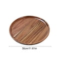 thumbnail image 3 of Twfbrm Round Solid Wood Serving Tray, 12 Inch Large Decorative Tea Tray with Walnut Finish Coffee Table Tray, Non-Slip Breakfast Tray for Tea, Coffee, Snack Food, Meals, 3 of 5