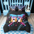 thumbnail image 4 of meiyoeat Dripping 67 Baseball Ice Cream Twin Bedding for Boys, Crossed Bat Stars Sport Bedding Comforter Set, Black Reversible, 7-Piece, 4 of 6